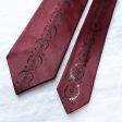 Vintage 40s 50s Narrow Burgundy tie W Black Cream Details For Cheap