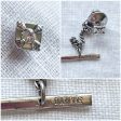 Vintage MCM Silver Tone Tie Tack w Faux Diamond & Chain, by Dante For Discount