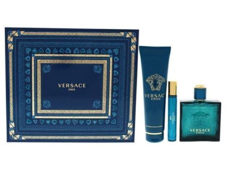 Versace Eros by Versace for Men - 3 Pc Gift Set 3.4oz EDT Spray, 0.3oz EDT Spray, 5.0oz Invigorating Shower Gel Fashion