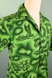 Vintage 60s Made in Hawaii Aloha Shirt, Green Gold Hula Girls Island Print S For Discount