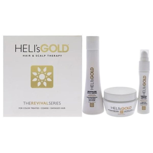 The Revival Series Travel Kit by Helis Gold for Unisex - 3 Pc 3.3oz Revitalize Shampoo, 3.3oz Restructure Masque, 1oz Crystal Cream For Discount