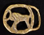 Vintage 70s Taurus Zodiac Solid Brass Belt Buckle, Brutalist Modernist Astrology Buckle For Discount