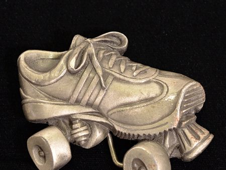 Vintage 70s Roller Skate Belt Buckle, Pewter Color Indiana Metal Craft, 192 Grams Cheap