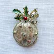 Vintage MCM Christmas Ornament Brooch, Gold Tone Costume Jewelry by Gerrys Fashion