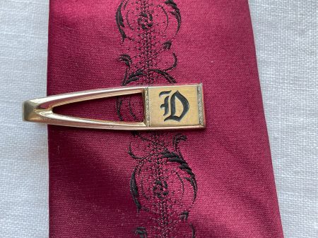 Vintage MCM Tie Clip, D Monogram Gold Tone by Hickok For Cheap