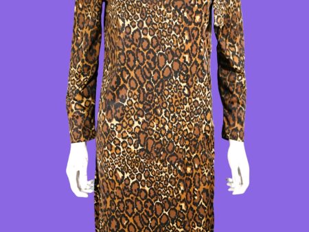 Vintage 60s Leopard Print Dress, 1960s Slinky Shift Dress Fashion