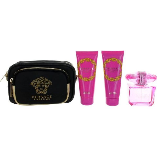 Versace Bright Crystal Absolu By Versace, 4 Piece Gift Set For Women With Purse For Sale