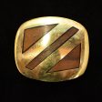 Vintage 70s Trinity Solid Brass Belt Buckle with Inlaid Wood, 117 Grams Online