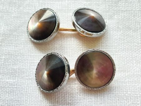 Krementz Vintage Smoky Mother of Pearl or Glass Cufflinks For Cheap