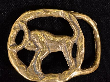 Vintage 70s Taurus Zodiac Solid Brass Belt Buckle, Brutalist Modernist Astrology Buckle For Discount