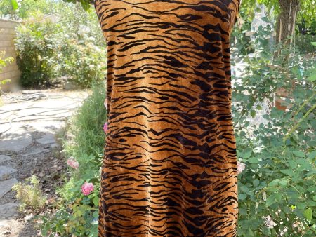 Betsey Johnson 90s Velvet Tiger Print Mini Dress S Online now