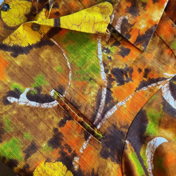 Vintage 70s Batik Hawaiian Shirt, Bright Barkcloth Aloha Shirt, Nuuanu Tailor Shop M Hot on Sale