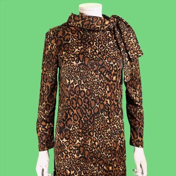 Vintage 60s Leopard Print Dress, 1960s Slinky Shift Dress Fashion