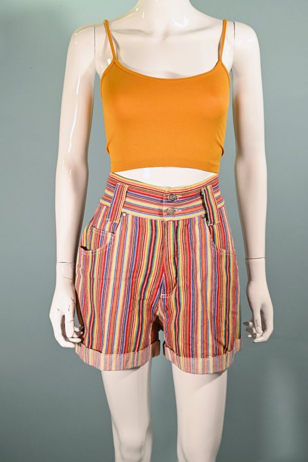 Nada Nuff 80s High Waist Striped Shorts SZ 9 Sale