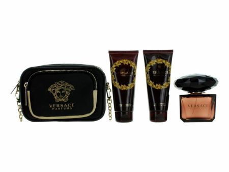 Versace Crystal Noir By Versace, 4 Piece Gift Set For Women With Purse Online