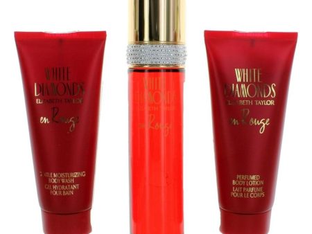 White Diamonds En Rouge By Elizabeth Taylor, 3 Piece Gift Set For Women Hot on Sale