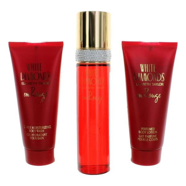 White Diamonds En Rouge By Elizabeth Taylor, 3 Piece Gift Set For Women Hot on Sale