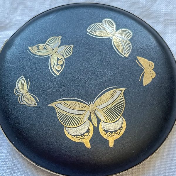 SOLD Vintage WWII Era Butterfly Damascene Japanese Compact Hot on Sale