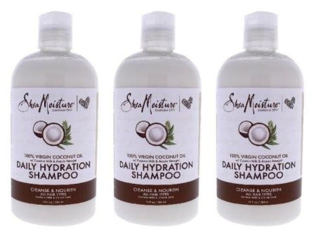 100 Percent Virgin Coconut Oil Daily Hydration Shampoo by Shea Moisture for Unisex - 13 oz Shampoo - Pack of 3 Supply