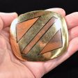 Vintage 70s Trinity Solid Brass Belt Buckle with Inlaid Wood, 117 Grams Online