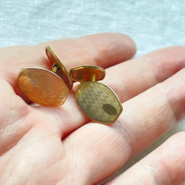 Vintage Art Deco Edwardian Style Gold Tone Etched Cufflinks Online Hot Sale