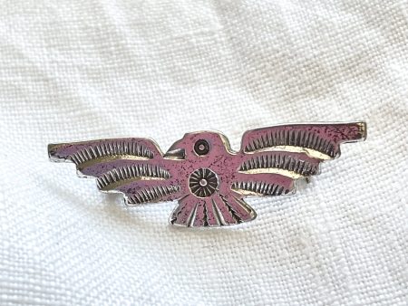 Vintage Sterling Silver Small Thunderbird Brooch Pin For Discount