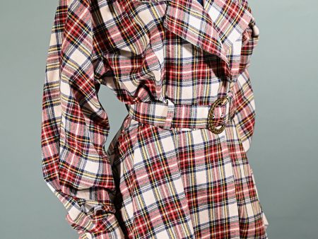 80s Contempo Casuals Plaid Jacket, 1980s Belted Peplum Jacket M Online Hot Sale