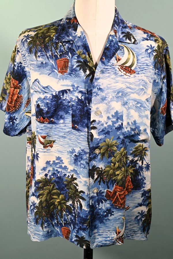 Sports Wear Vintage 50s Rayon Hawaiian Shirt, Made in Japan L on Sale