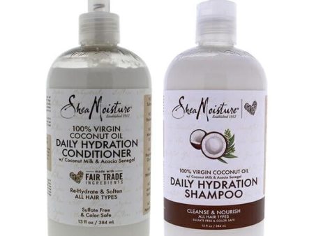 100 Percent Virgin Coconut Oil Daily Hydration Kit by Shea Moisture for Unisex - 2 Pc Kit 13oz Shampoo, 13oz Conditioner For Sale