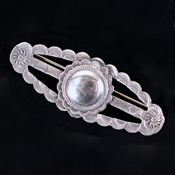 Vintage 30s Sterling Silver Concho Native American Brooch Pin 7.7 Grams Online