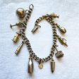 Vintage Silver Tone Charm Bracelet, MCM Costume Jewelry Bracelet, 10 Charms Fashion