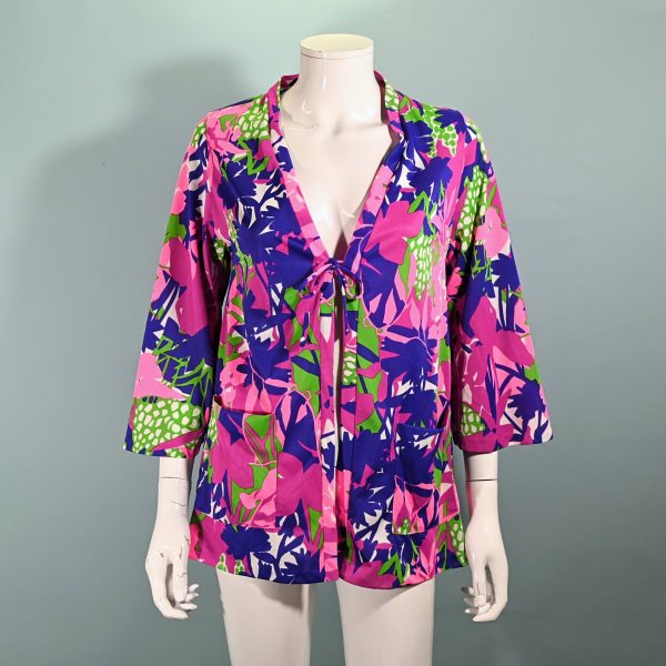 Figurettes Vintage Swimsuit Cover, Bright Abstract Print Top S on Sale