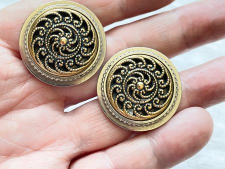 Vintage MCM Gold & Silver Toned Swirl Cufflinks, by Oxford Online