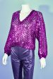 Vintage 70s Magenta Sequin Top, Sparkle Party Top Fashion