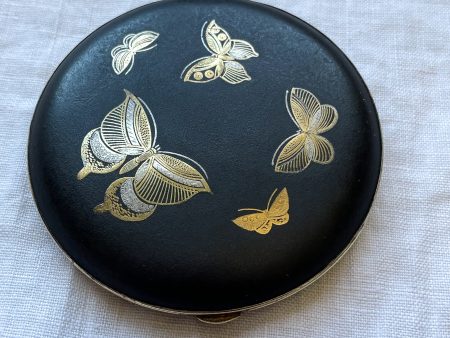 SOLD Vintage WWII Era Butterfly Damascene Japanese Compact Hot on Sale