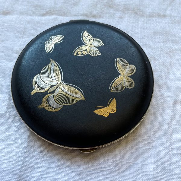 SOLD Vintage WWII Era Butterfly Damascene Japanese Compact Hot on Sale