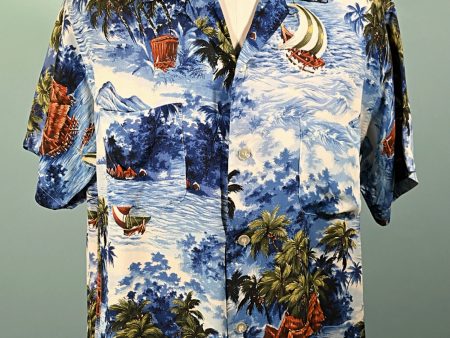 Sports Wear Vintage 50s Rayon Hawaiian Shirt, Made in Japan L on Sale