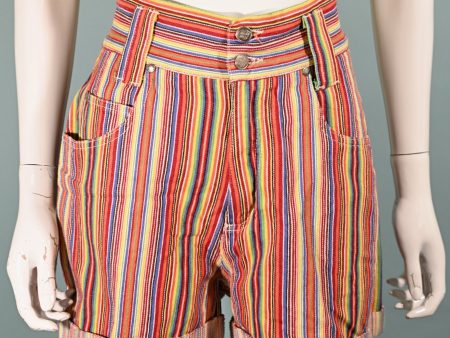 Nada Nuff 80s High Waist Striped Shorts SZ 9 Sale