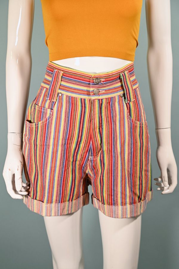 Nada Nuff 80s High Waist Striped Shorts SZ 9 Sale