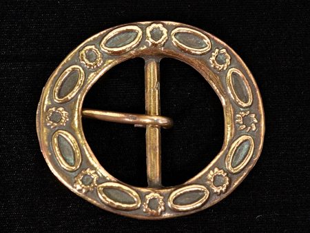 Vintage Brass Oval Belt Buckle, Raised Design, Nice Patina & Details, WF-103 Online Hot Sale