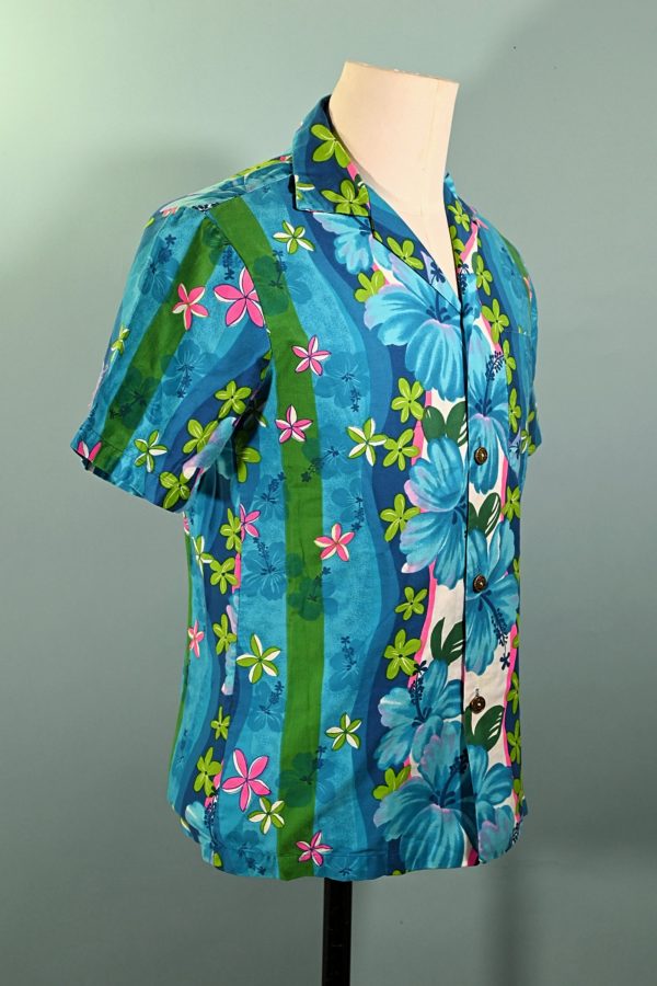 Royal Hawaiian Vintage 60s Flower Power Aloha Shirt, Loop Collar Hawaiian Shirt S For Discount