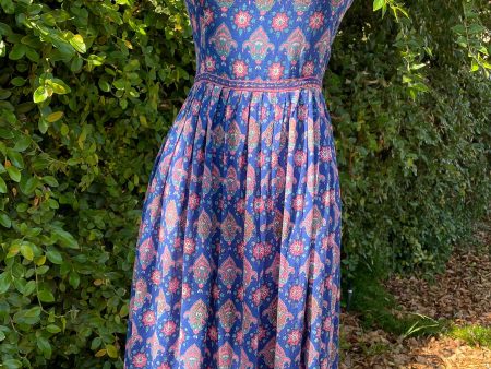 Adini Vintage 60s Strappy Sun Dress, Indian Block Print Dress, XXS XS Cheap