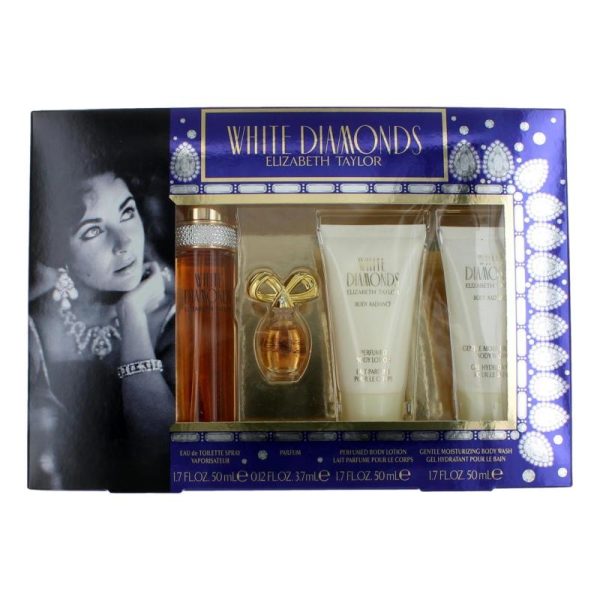 White Diamonds By Elizabeth Taylor, 4 Piece Gift Set For Women (With 1.7 Oz) For Sale