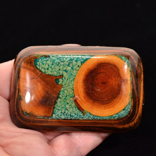 Vintage 70s Wood Stone Chip Belt Buckle, Hippie Buckle Online Sale