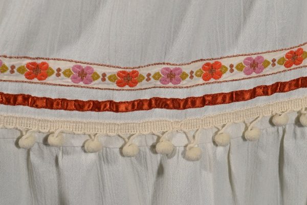 Vintage Festival Skirt, Ribbon + Pom Pom Trim, Boho Hippie Gypsy Skirt Hot on Sale