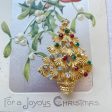 Vintage MCM Christmas Tree Brooch, Gold Tone Costume Jewelry by LJM Discount