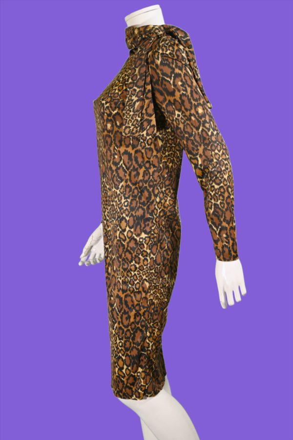 Vintage 60s Leopard Print Dress, 1960s Slinky Shift Dress Fashion