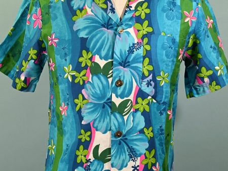 Royal Hawaiian Vintage 60s Flower Power Aloha Shirt, Loop Collar Hawaiian Shirt S For Discount