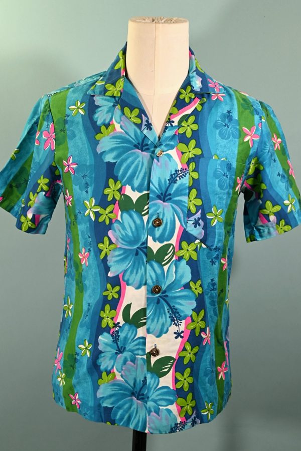 Royal Hawaiian Vintage 60s Flower Power Aloha Shirt, Loop Collar Hawaiian Shirt S For Discount