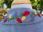 Vintage 60s 70s Hand Embroidered Chambray Blouse, Hippie Cottagecore Top S on Sale